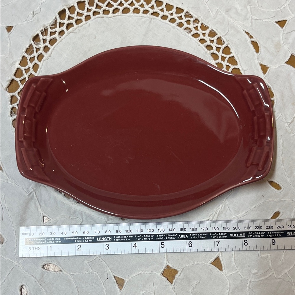 Longaberger Woven Traditions Elegant Red Ceramic Serving Platter